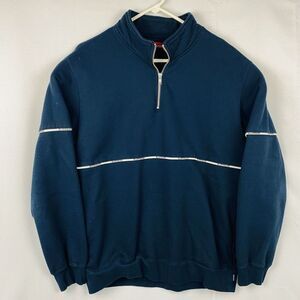 Supreme Logo Piping Half Zip Sweatshirt Navy Blue Mens Size Large Pullover